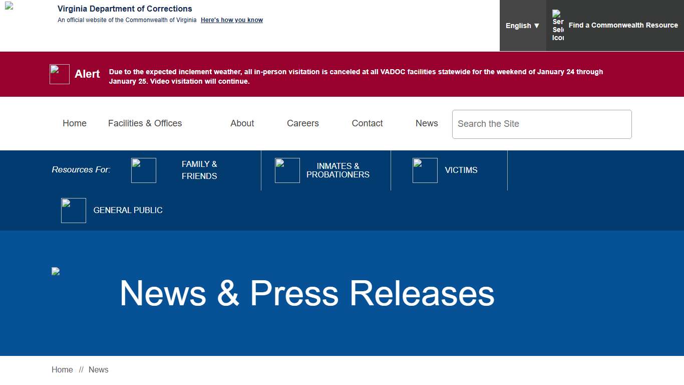 News & Press Releases — Virginia Department of Corrections